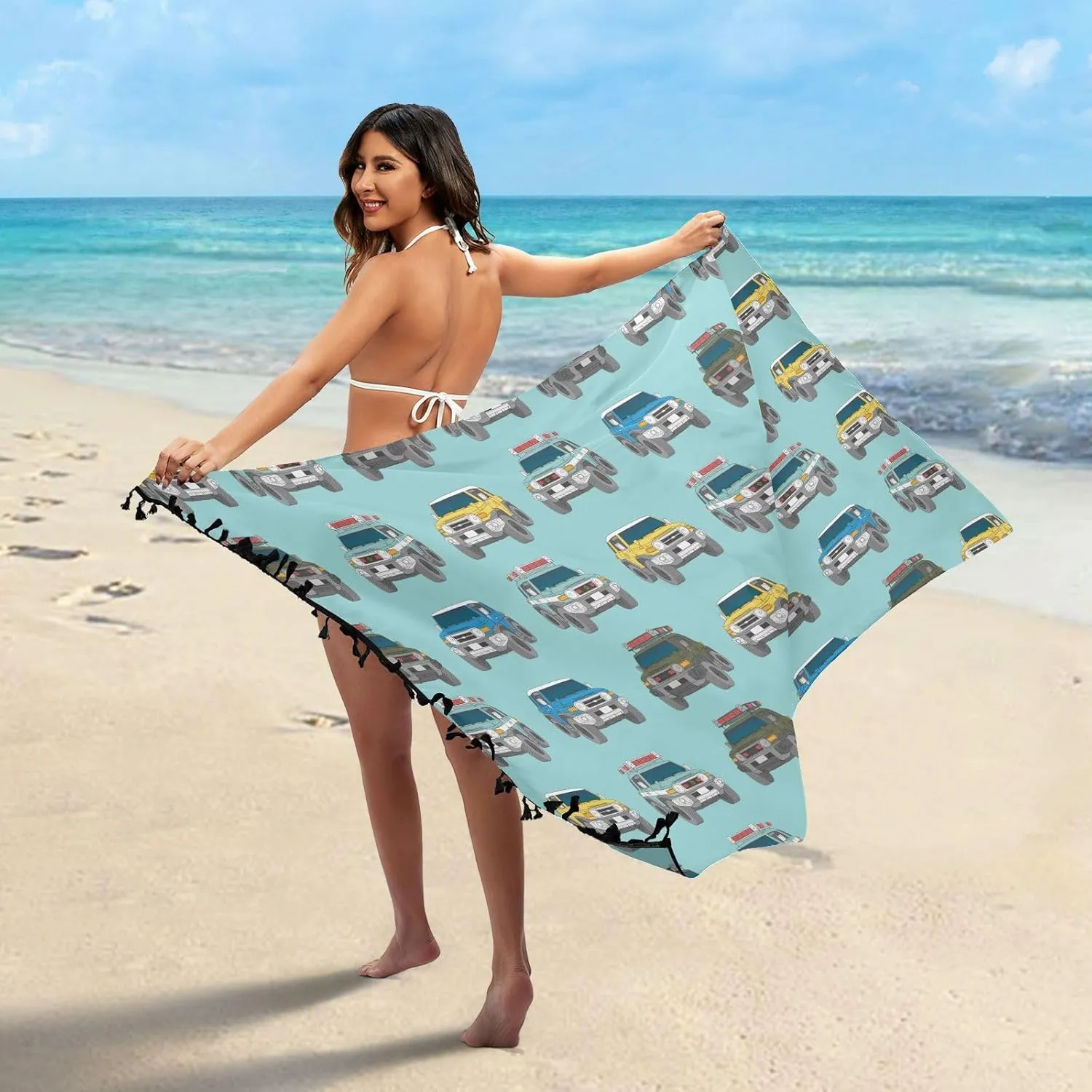 Womens Sarong Beach Wraps Swimsuit Bikini Cover up Wrap Skirt with Tassels