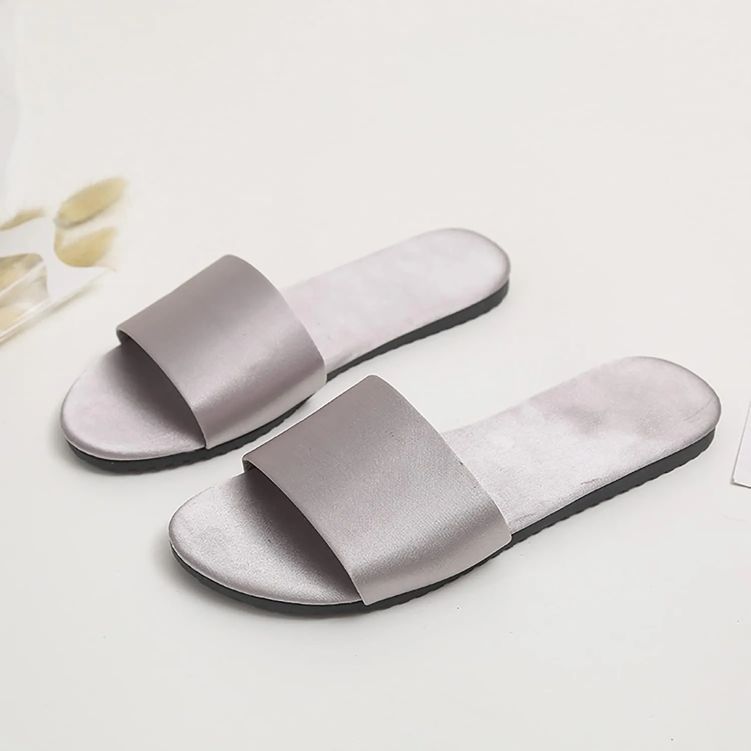 Women's satin slippers summer indoor breathable flat bottom comfortable sandals slippers