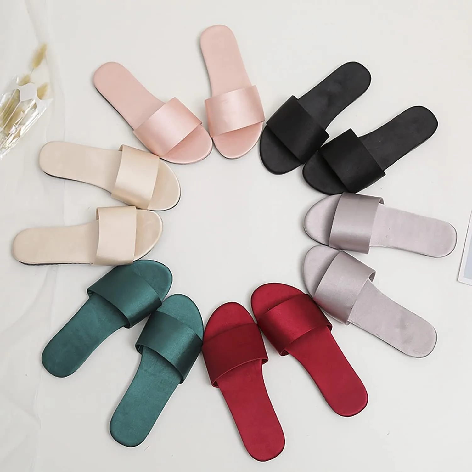 Women's satin slippers summer indoor breathable flat bottom comfortable sandals slippers