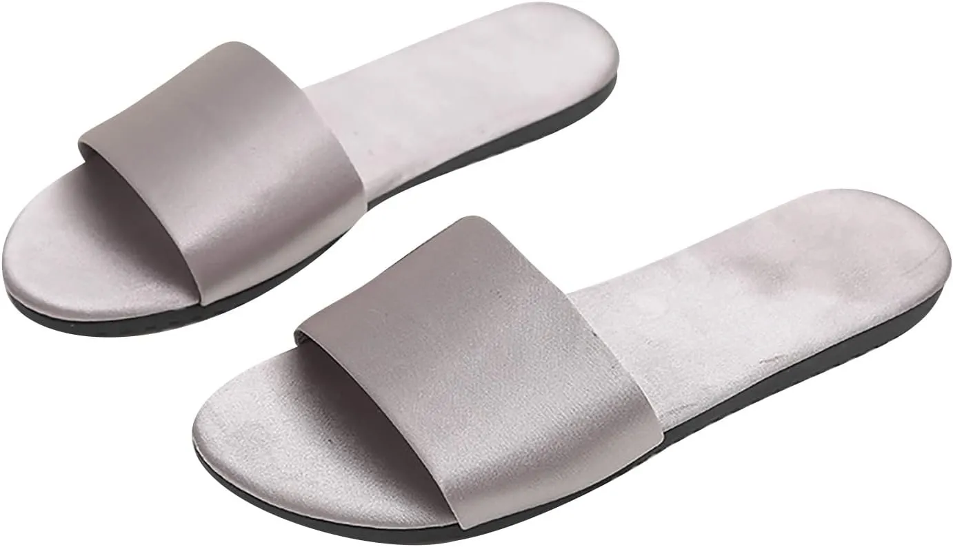 Women's satin slippers summer indoor breathable flat bottom comfortable sandals slippers