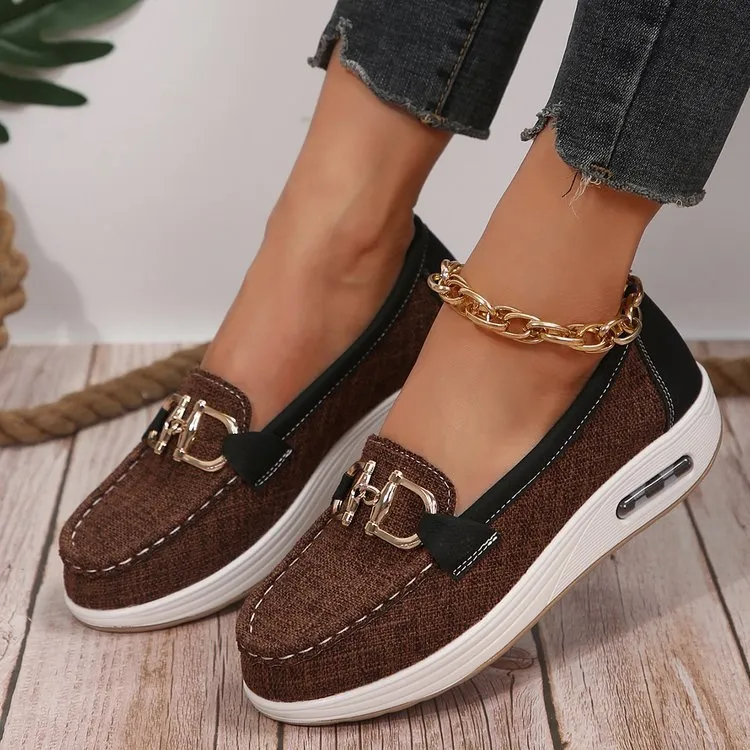 Women's shoes moccasin with wedge heels with soft soles elegant