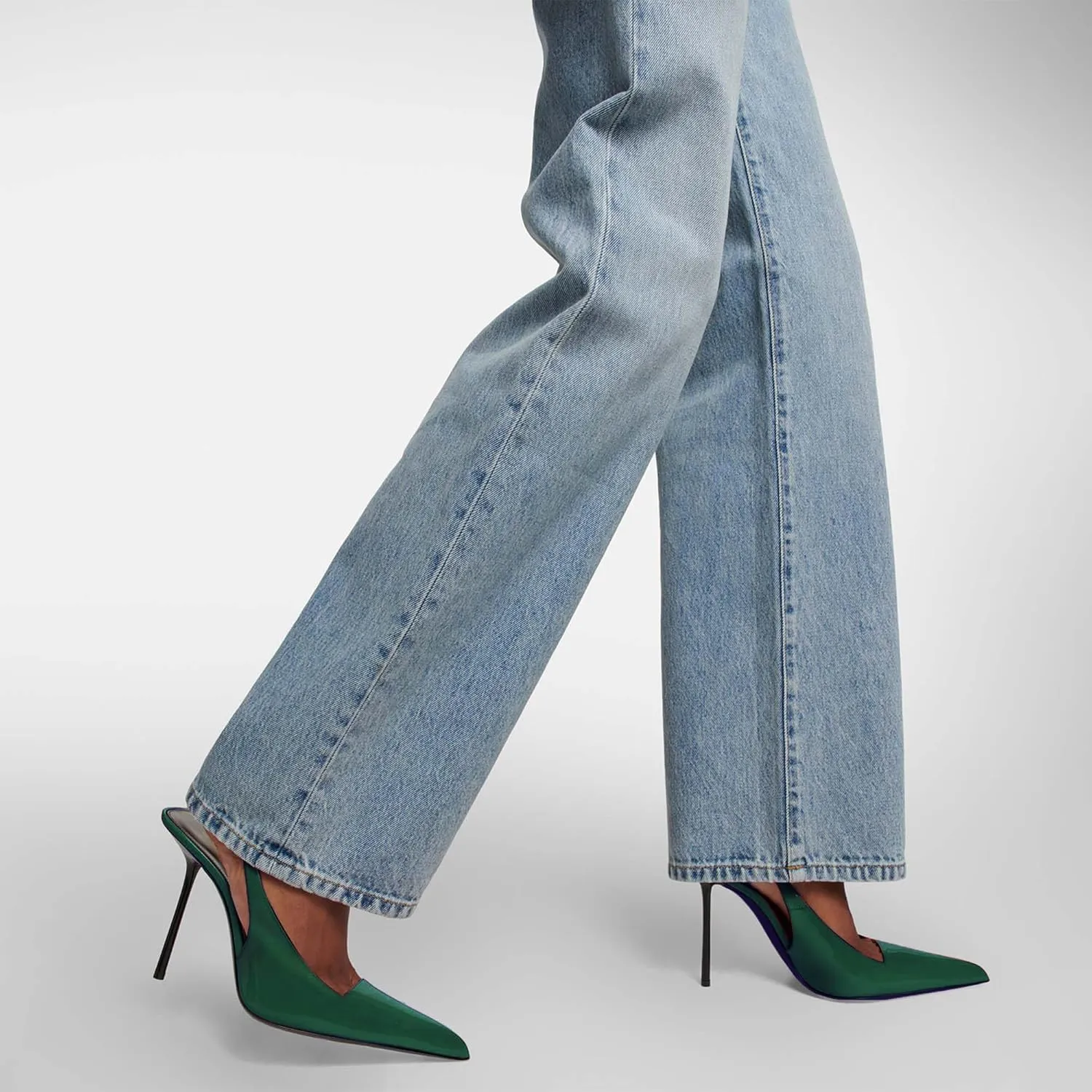 Women's Slingback Stiletto Heels Stretch Strap Slip On Pumps Shoes Pointed Toe Backless Patent Leather Dress High Heels