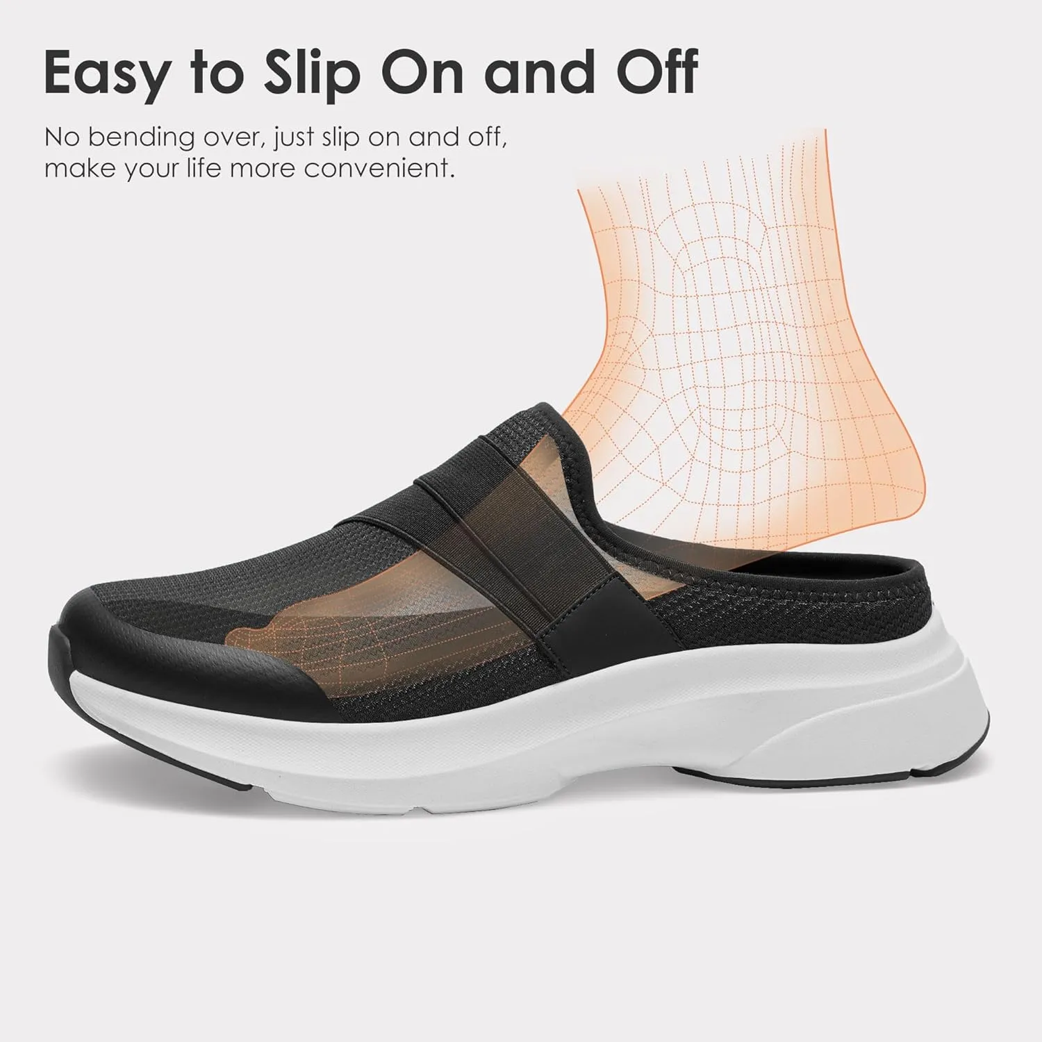Women's Slip On Shoes Lightweight Walking Mules for Women House Slippers with Arch Support for Indoor and Outdoor