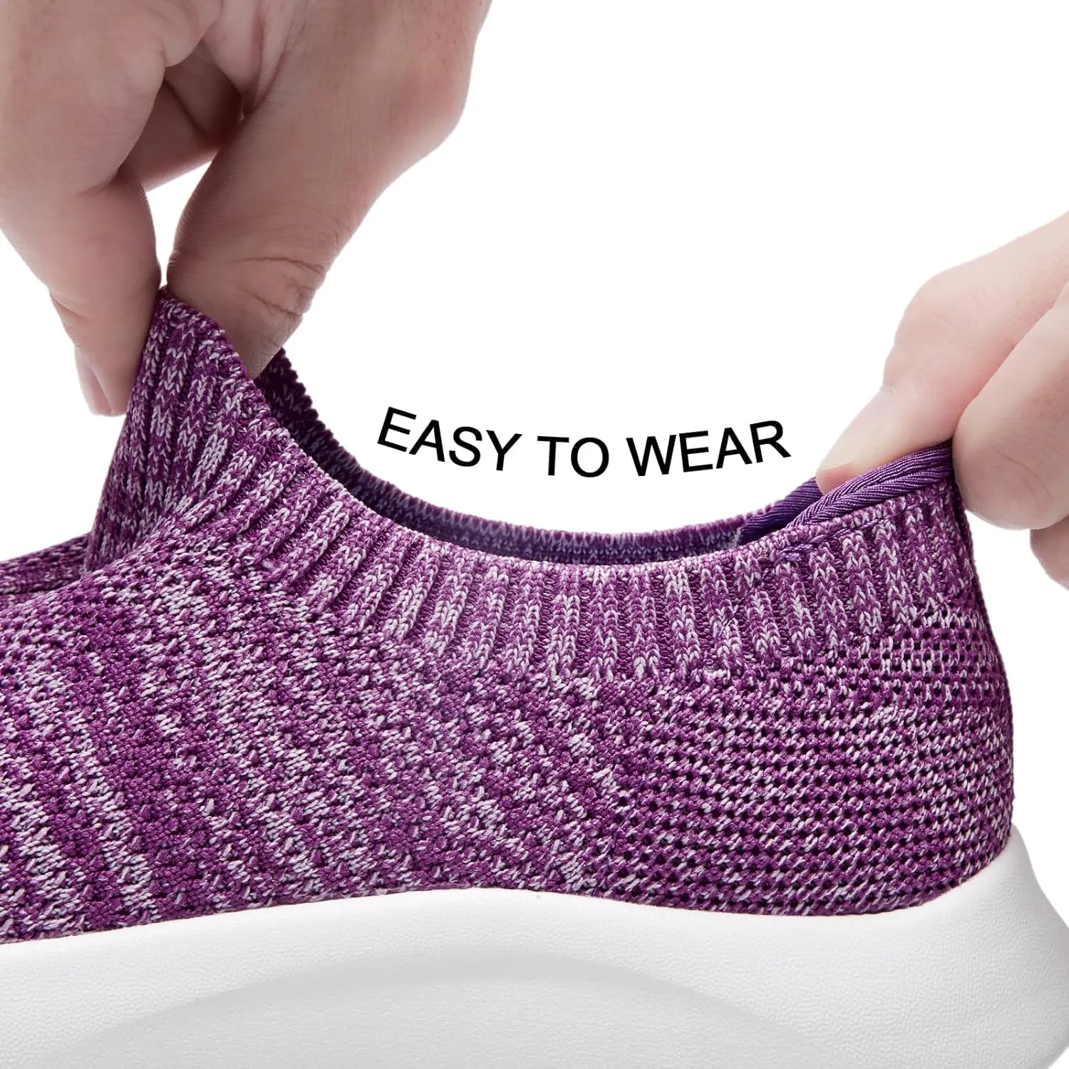 Women's Slip On Shoes, Stretch Knit Walking Shoes, Comfort Sneaker for Work, Travel, Commute