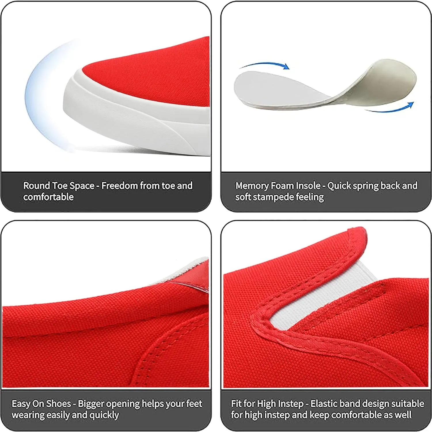 Women's Slip on Sneakers Womens Loafers Classic Canvas Leisure Vintage Flat Fashion Comfortable Elastic Sneakers