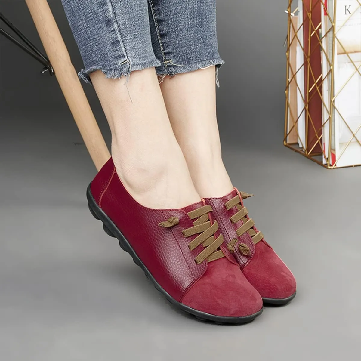 Women's Sneakers Non Slip Shoes Casual Shoes,Lace up Shoes Leather