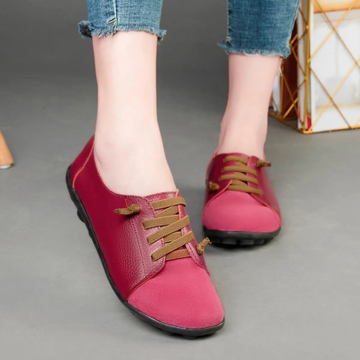 Women's Sneakers Non Slip Shoes Casual Shoes,Lace up Shoes Leather