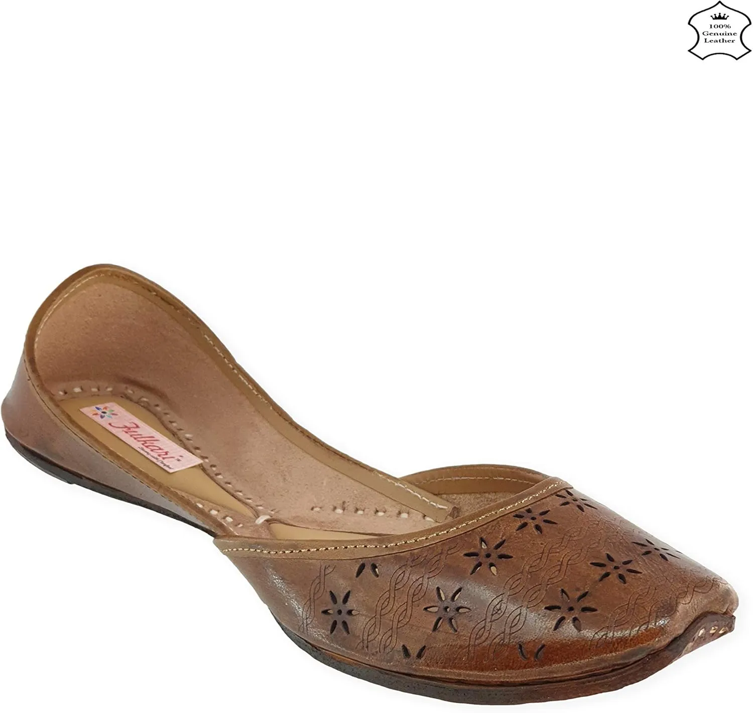 Women's Soft Leather Daily Casual Wear Jutis | Bite and Pinch Free Juti | Punjabi Jutti for Ladies | Flats Mojari Shoes | Phulkari Ethnic Flat for Girls |