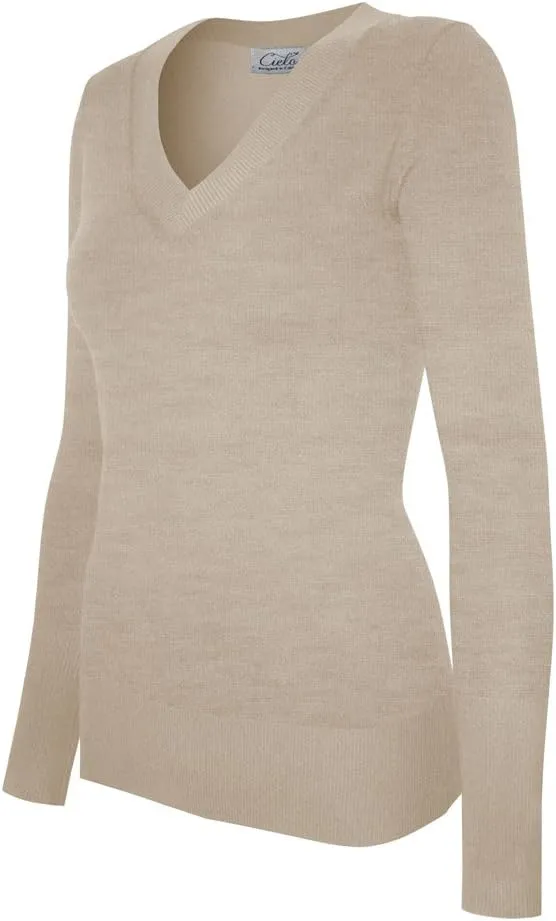 Women's Solid Soft Stretch Pullover Knit Sweater