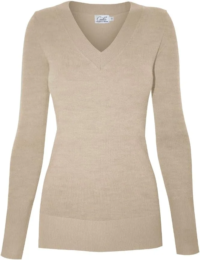 Women's Solid Soft Stretch Pullover Knit Sweater