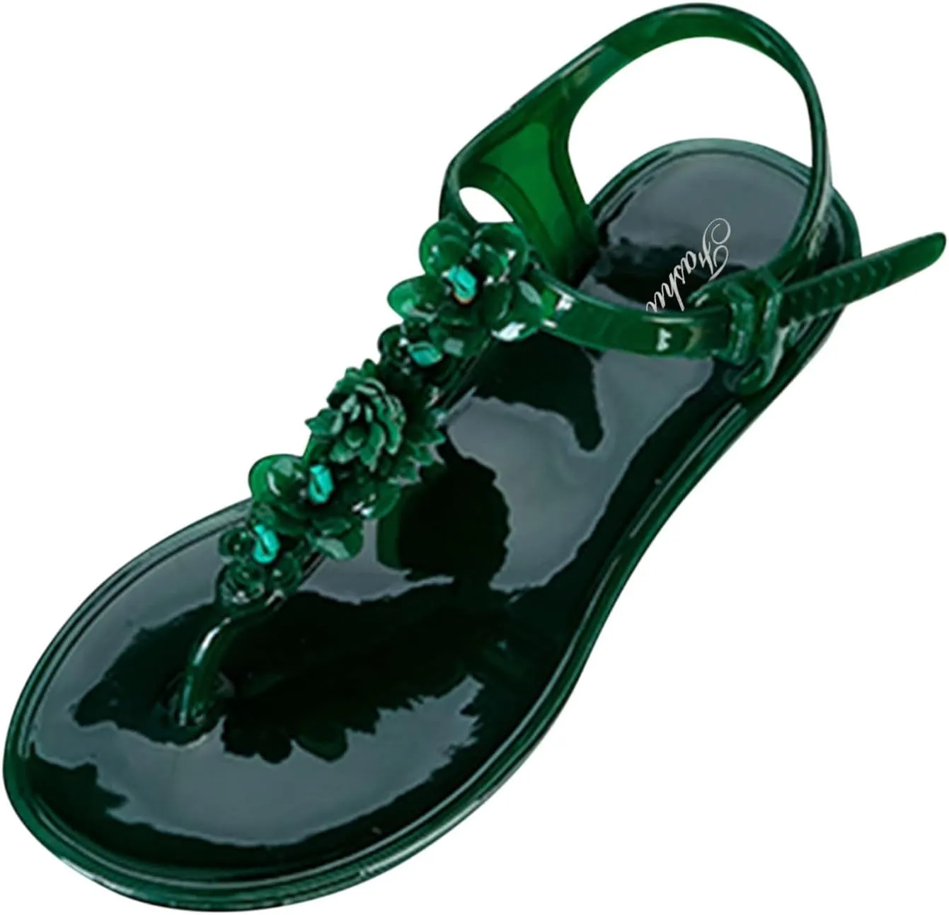 Women's Summer Fashion Flat Sandals Rhinestone Open Toe Slip on Casual Sandal Soft Soled Sandals for Women