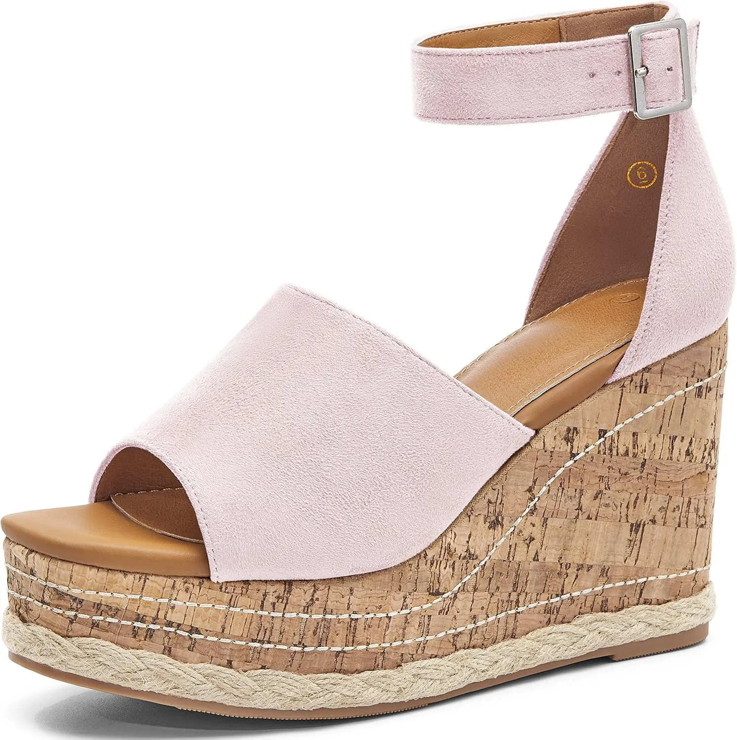 Women's Wedge Platform Espadrille Sandals Braided Open Square Toe Ankle Buckle Strappy Cork Sole Summer Shoes