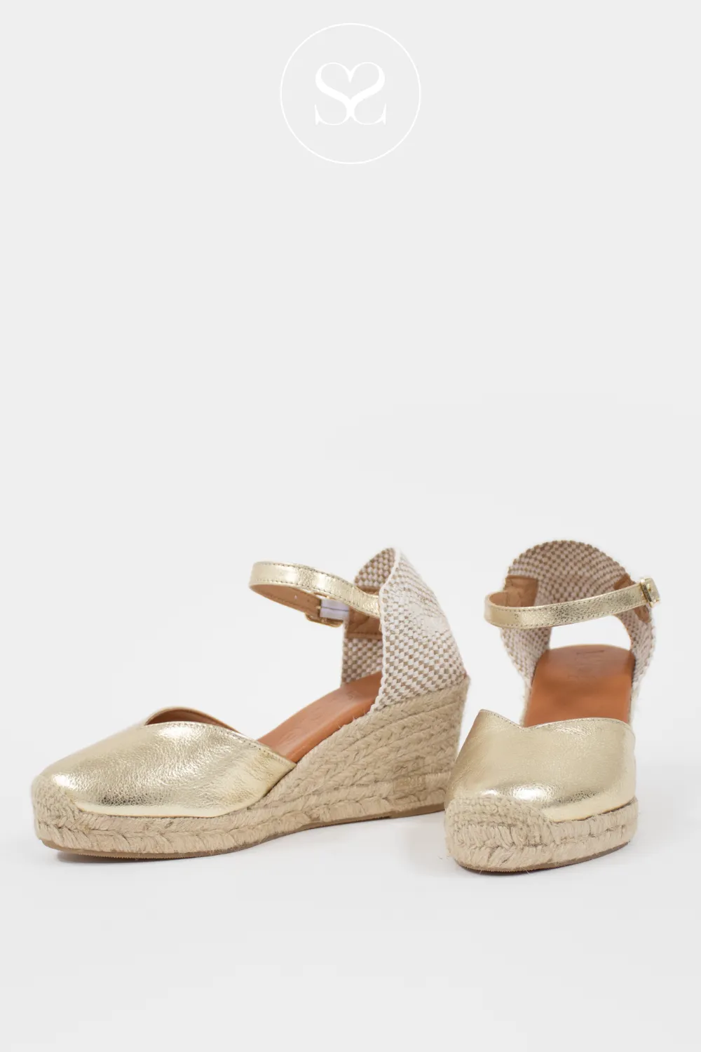 WONDERS YD-SI685 GOLD LEATHER/JUTE WEDGE ESPADRILLE SANDALS