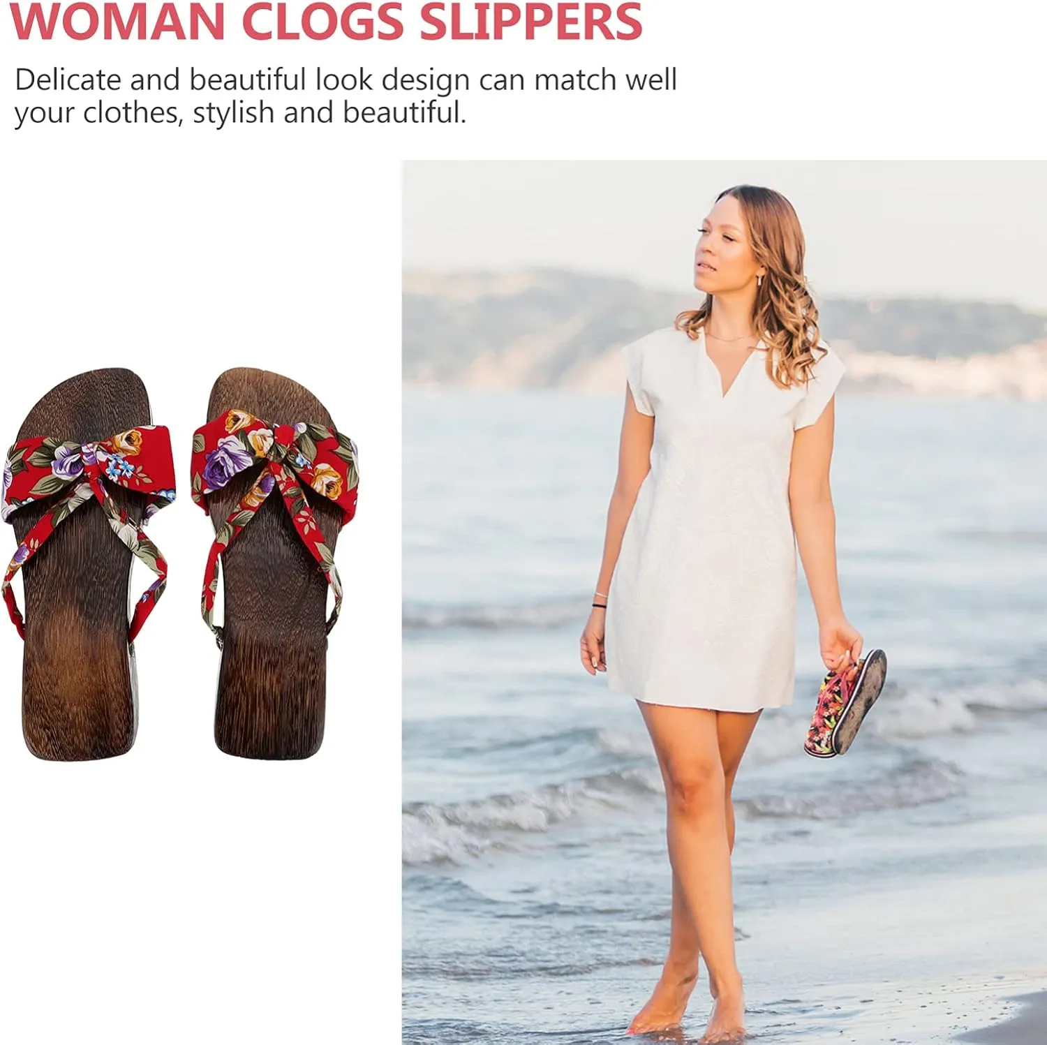 Wooden Geta Sandals Clogs Chinese Japanese Traditional Shoes Female Kimono Wooden Slippers Sandals Summer Beach Footwear
