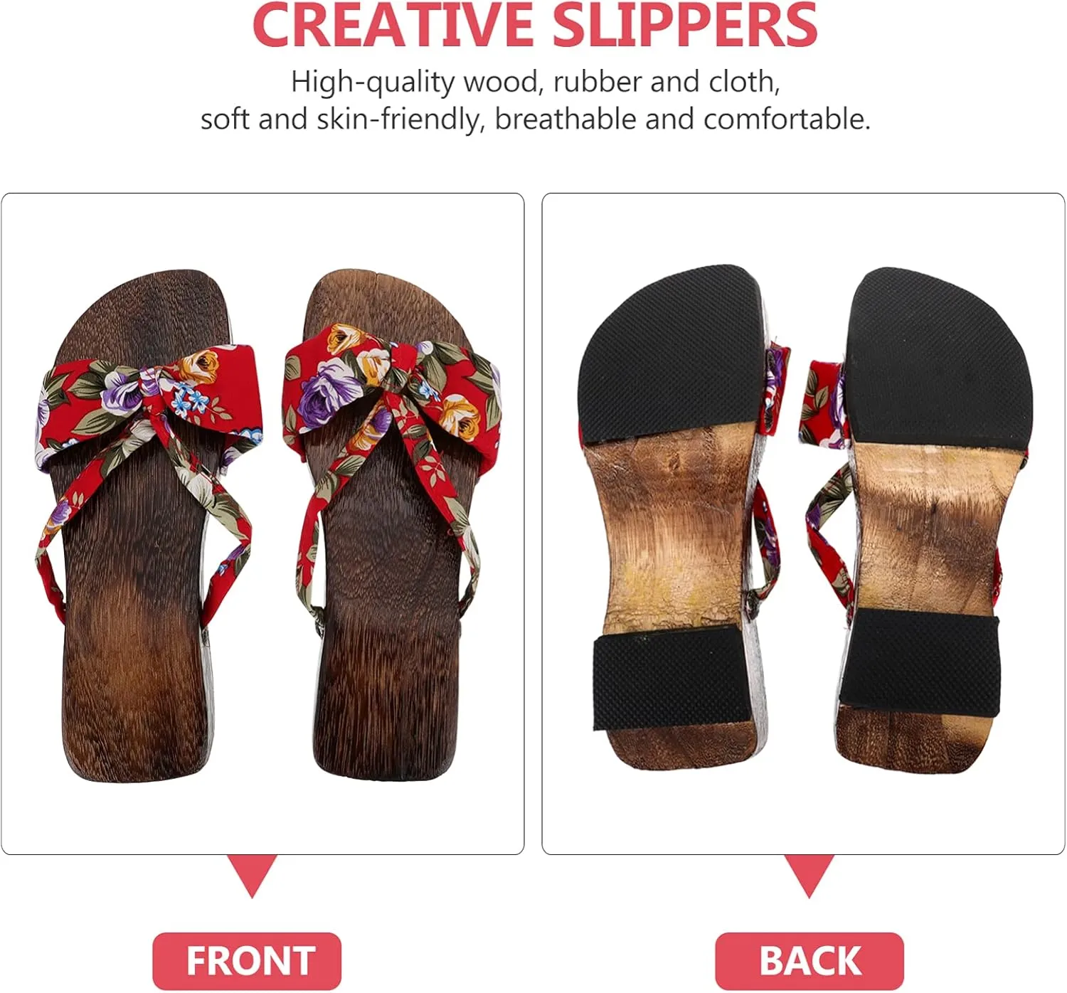 Wooden Geta Sandals Clogs Chinese Japanese Traditional Shoes Female Kimono Wooden Slippers Sandals Summer Beach Footwear