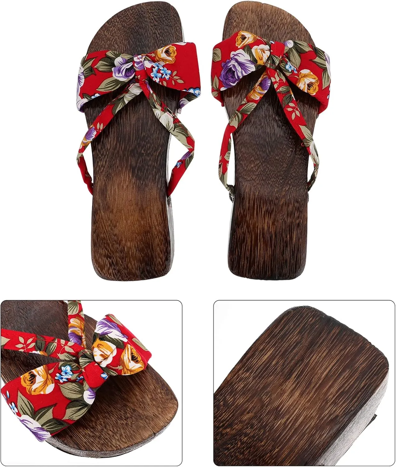 Wooden Geta Sandals Clogs Chinese Japanese Traditional Shoes Female Kimono Wooden Slippers Sandals Summer Beach Footwear