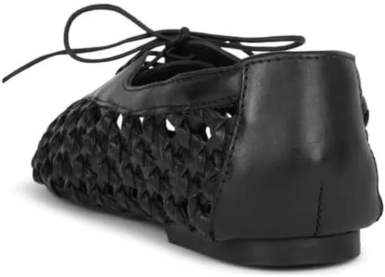 Woven Mesh Flats for Women Black Round Toe Mary Jane Ballet Strap Flat Bow Elastic Summer Comfortable Casual Walking Shoes