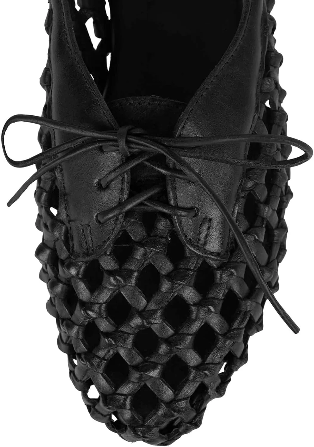 Woven Mesh Flats for Women Black Round Toe Mary Jane Ballet Strap Flat Bow Elastic Summer Comfortable Casual Walking Shoes