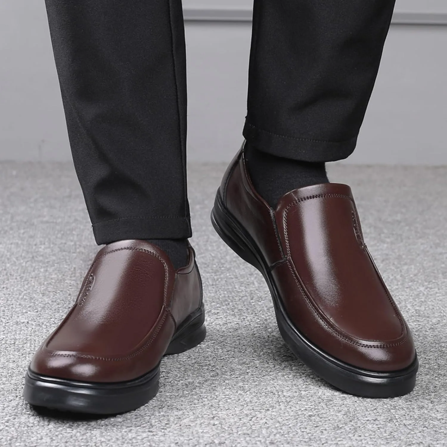 WUIWUIYU Men's Boys' Oxfords Flats Slip-on Business Formal Dress Leather Shoes Wedding Party Shoes