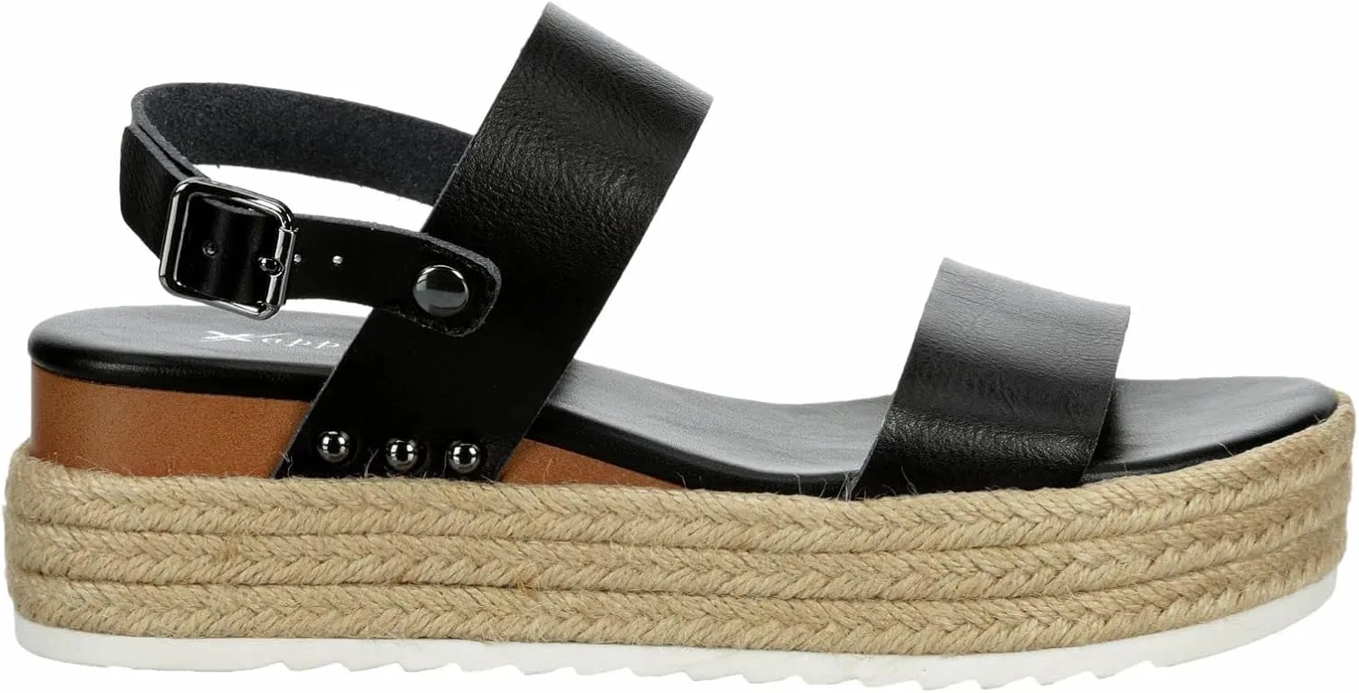 XAPPEAL Amelia - Women's Open Toe Ankle Buckle Strap Casual Platform Espadrille Sandals