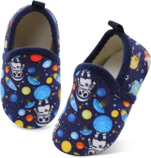 XIHALOOK Toddler Boys Girls House Slippers with Microfleece Lining Cozy Household Shoes Non-slip for Kids
