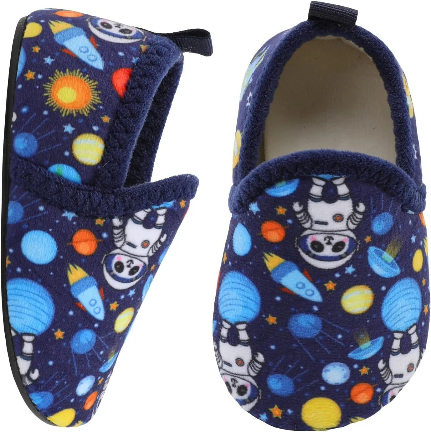 XIHALOOK Toddler Boys Girls House Slippers with Microfleece Lining Cozy Household Shoes Non-slip for Kids