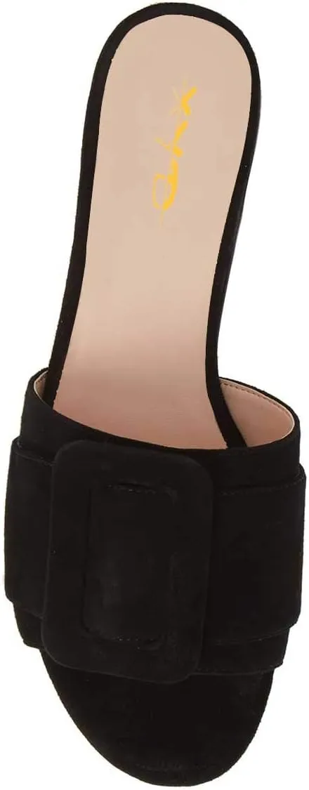 XYD Women Open Toe Flats Sandals No Heel Comfortable Summer Slide Shoes with Oversized Buckle