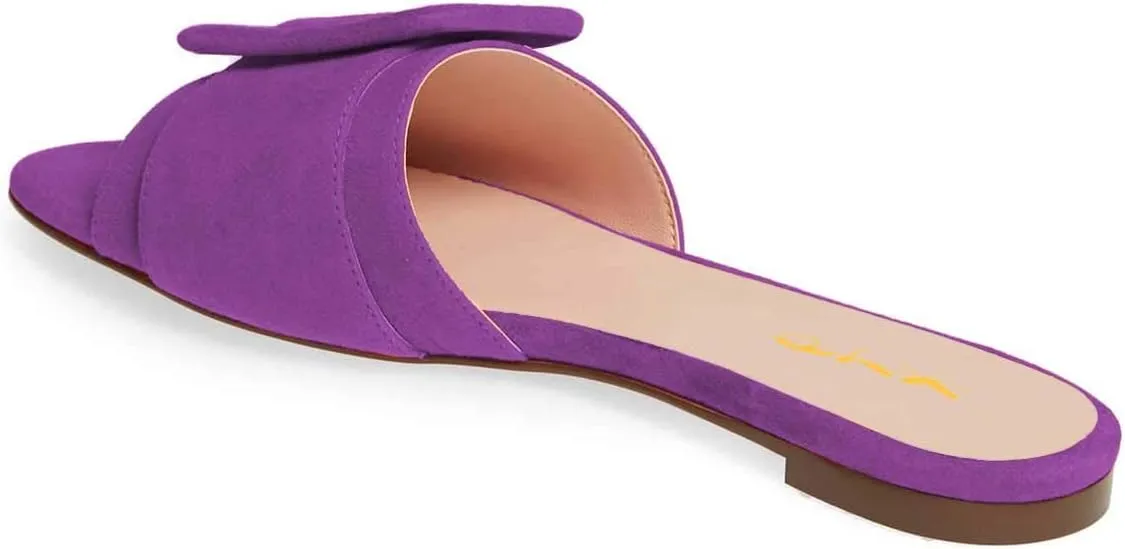 XYD Women Open Toe Flats Sandals No Heel Comfortable Summer Slide Shoes with Oversized Buckle