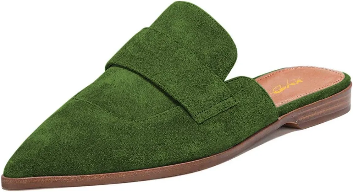 XYD Womens Retro Pointed Closed Toe Mule Flats Slip On Backless Dress Sandal Slides Comfortable Casual Walking Loafers Shoes