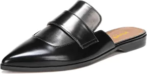 XYD Womens Retro Pointed Closed Toe Mule Flats Slip On Backless Dress Sandal Slides Comfortable Casual Walking Loafers Shoes