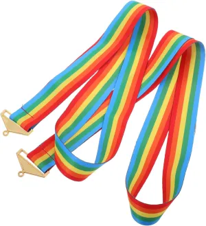 Yardwe Flat Medal Holder Set 2pcs Medal Ribbon Lanyards Striped Soccer Ribbons for Parties and Graduations