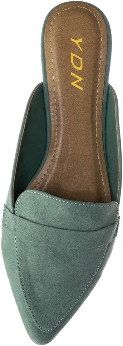 YDN Women Causal Slide Mules Comfy Flats Loafers Poined Toe Slipper Slip On Backless Sandals Fashion Dressy Summer Shoes