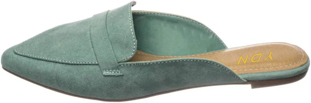 YDN Women Causal Slide Mules Comfy Flats Loafers Poined Toe Slipper Slip On Backless Sandals Fashion Dressy Summer Shoes