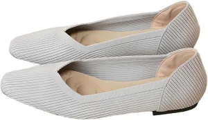 YING LAN Womens Knit Ballet Flats Shoes,Ladies Comfortable Dress Shoes Casual Slip On Soft Ballerina Walking Flats Shoes