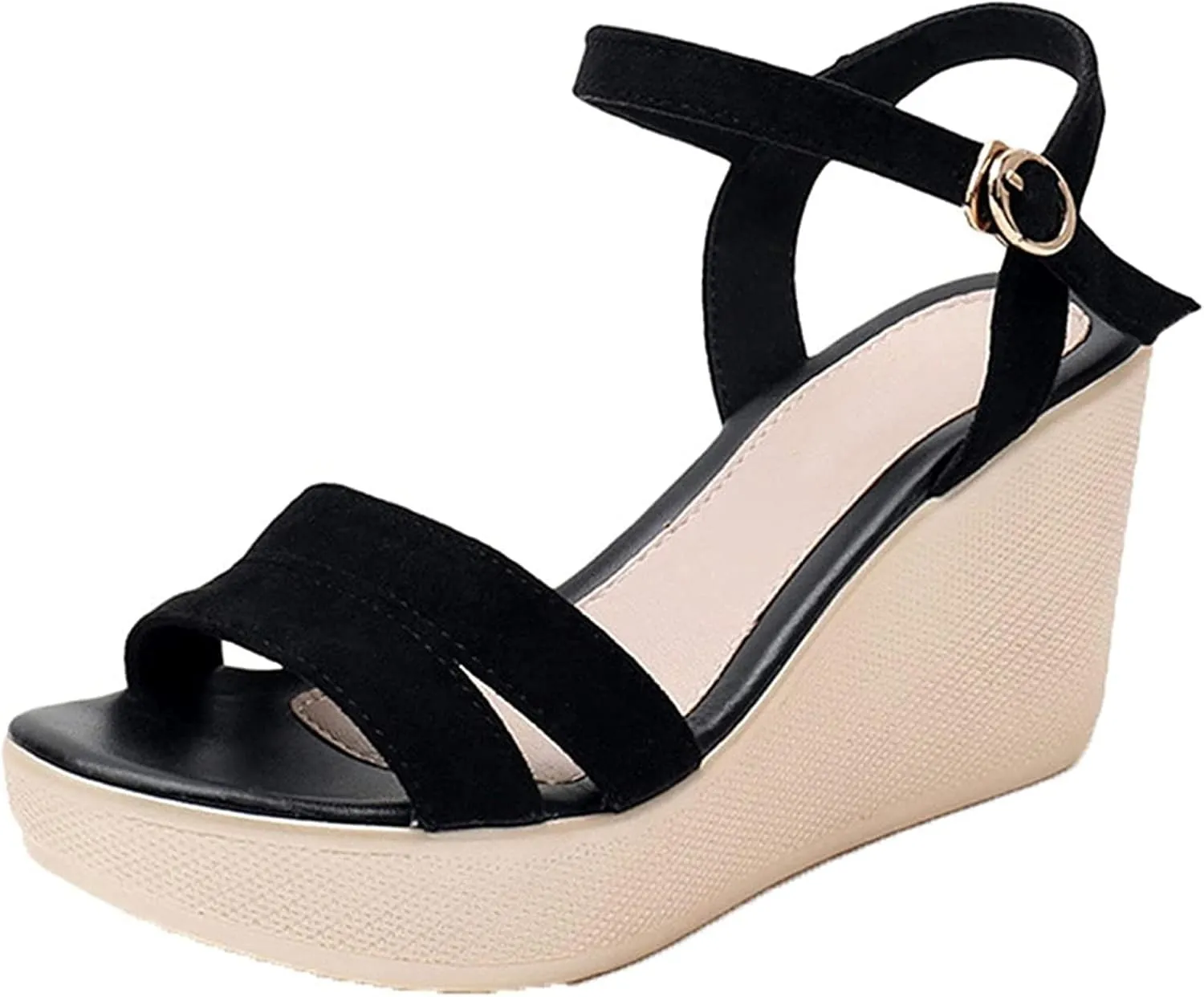 Yiozoi Women's Summer Platform Sandals Fashion Frosted Thick Soled Casual Shoes Ankle Strap Comfortable Outdoor Beach Wedge Sandals
