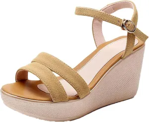 Yiozoi Women's Summer Platform Sandals Fashion Frosted Thick Soled Casual Shoes Ankle Strap Comfortable Outdoor Beach Wedge Sandals