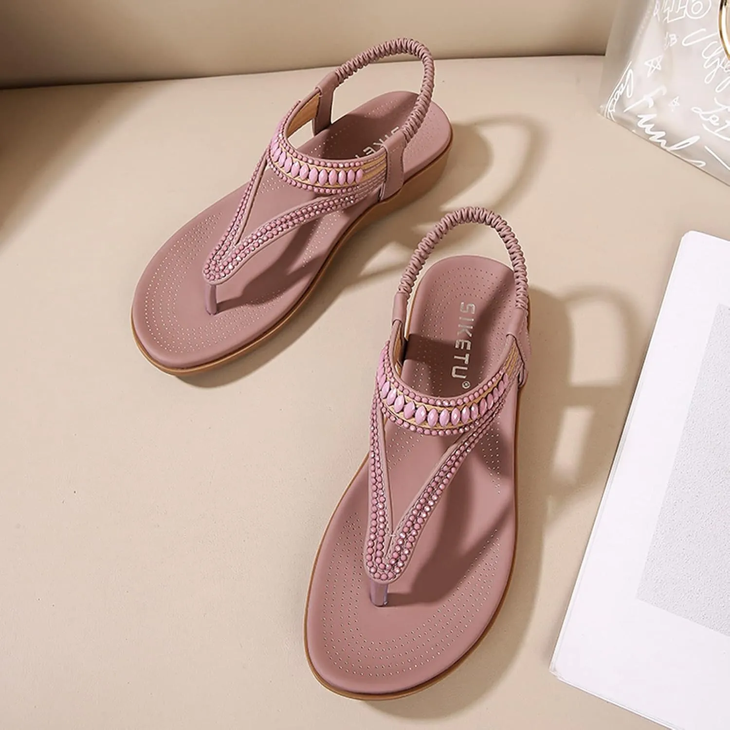 Yoga Mat Comfortable Flat Sandal for Women Fashion Versatile Leather Cool Shoes Casual Non Slip Flat Sandals