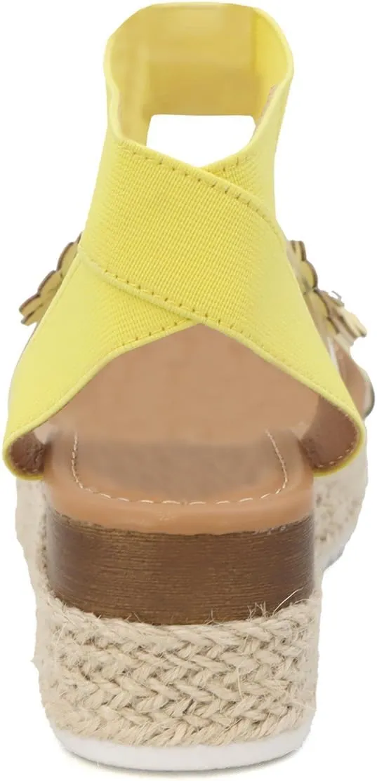 YOKI MALLEN-03Y Girls Wedge Sandals with Floral Details, Girls Platform Sandals