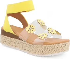 YOKI MALLEN-03Y Girls Wedge Sandals with Floral Details, Girls Platform Sandals