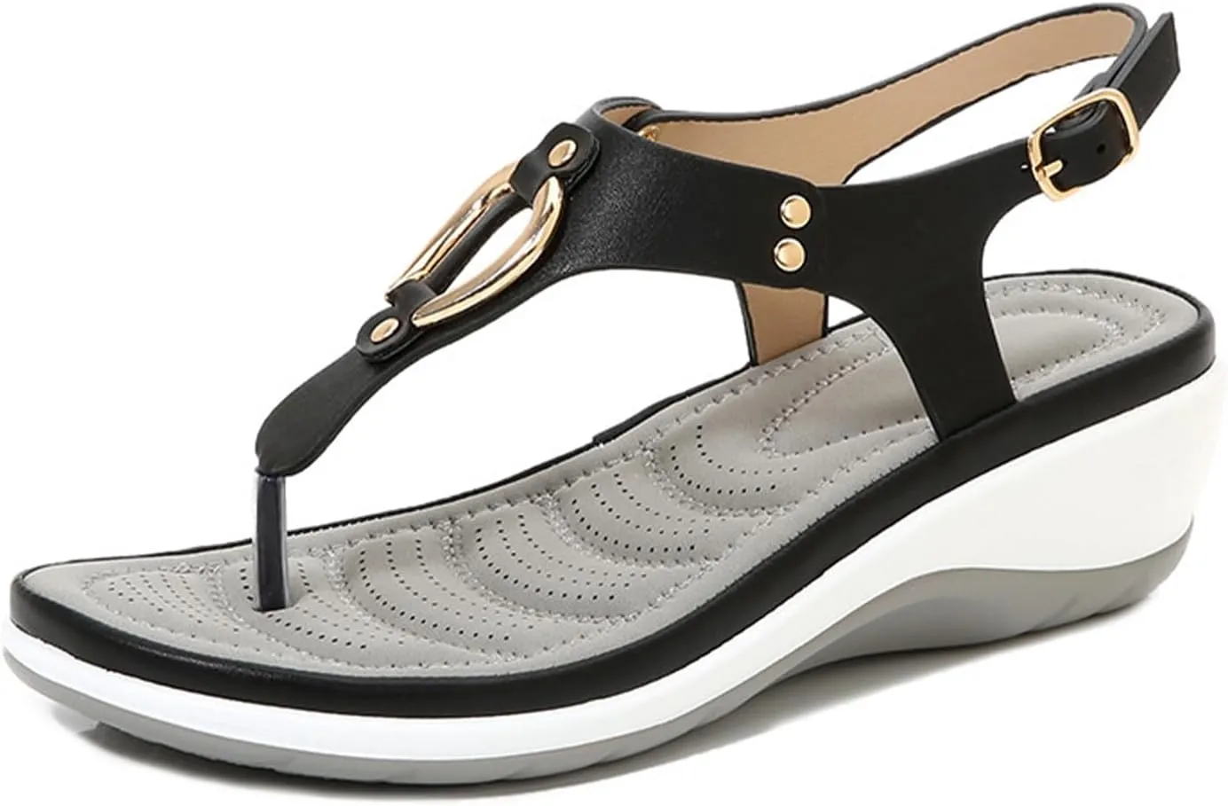 YTINGNICE Women's Supportive Sandals,Ankle Strap Thong Elastic Flat Sandals for Women,Summer Soft Footbed Orthopedic Sandals