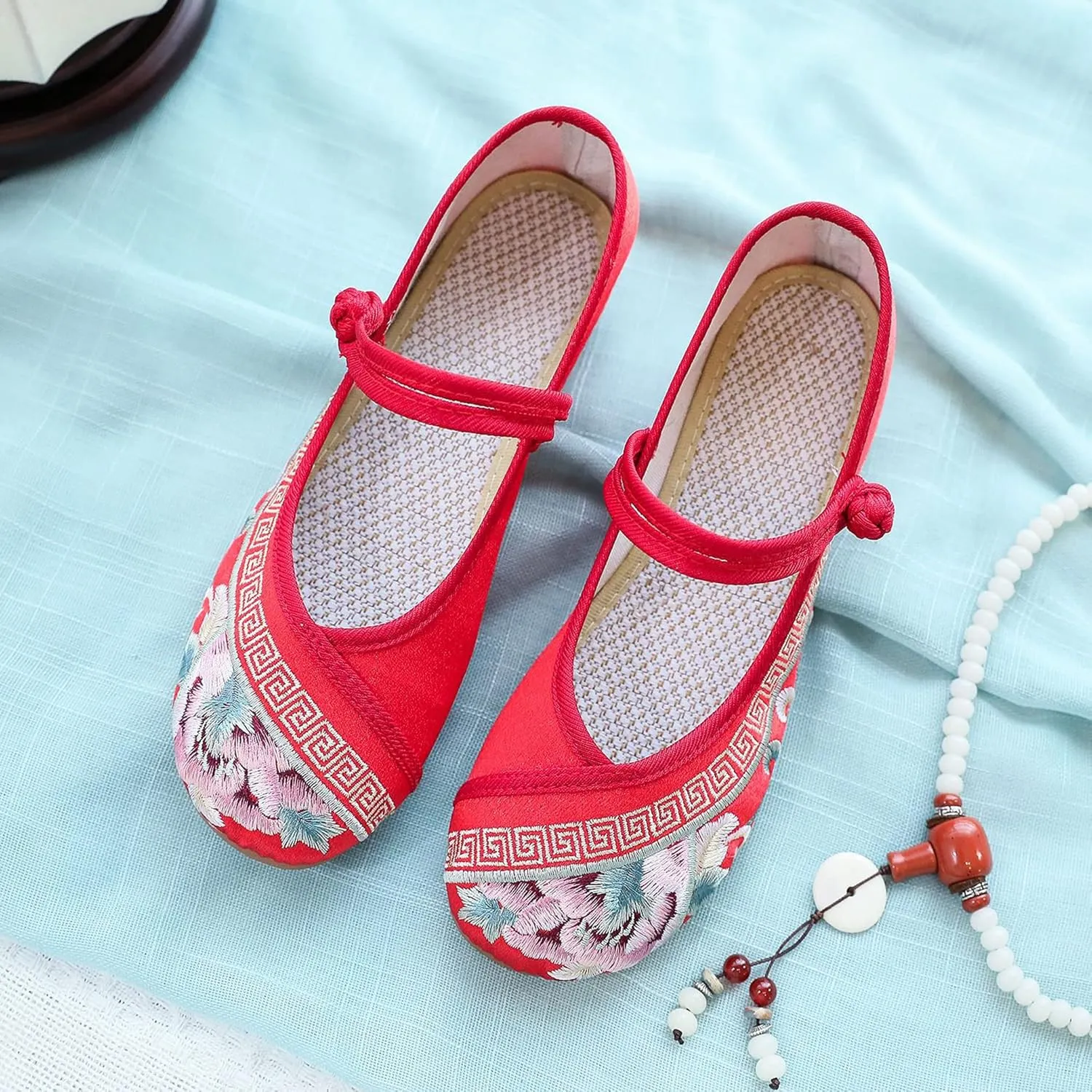 YunPeng Women's Canvas Shoes Casual Round Toe Mary Jane Shoes Ballerina Ballet Yoga Flats Slip on Shoes
