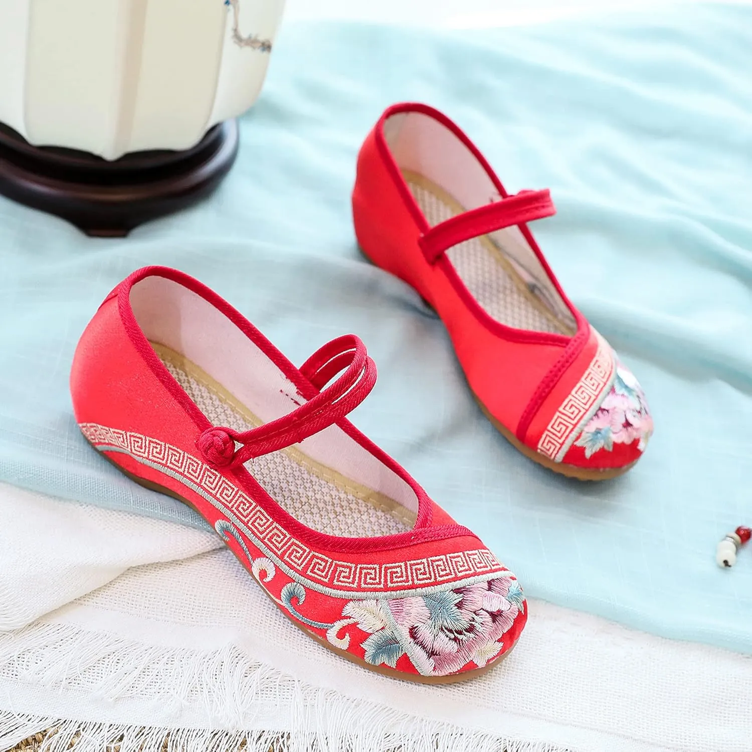 YunPeng Women's Canvas Shoes Casual Round Toe Mary Jane Shoes Ballerina Ballet Yoga Flats Slip on Shoes