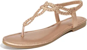 zeetoo Women's Flat Sandals Summer T-StrapThong Bohemian Casual Comfortable Dressy Sandals for Women