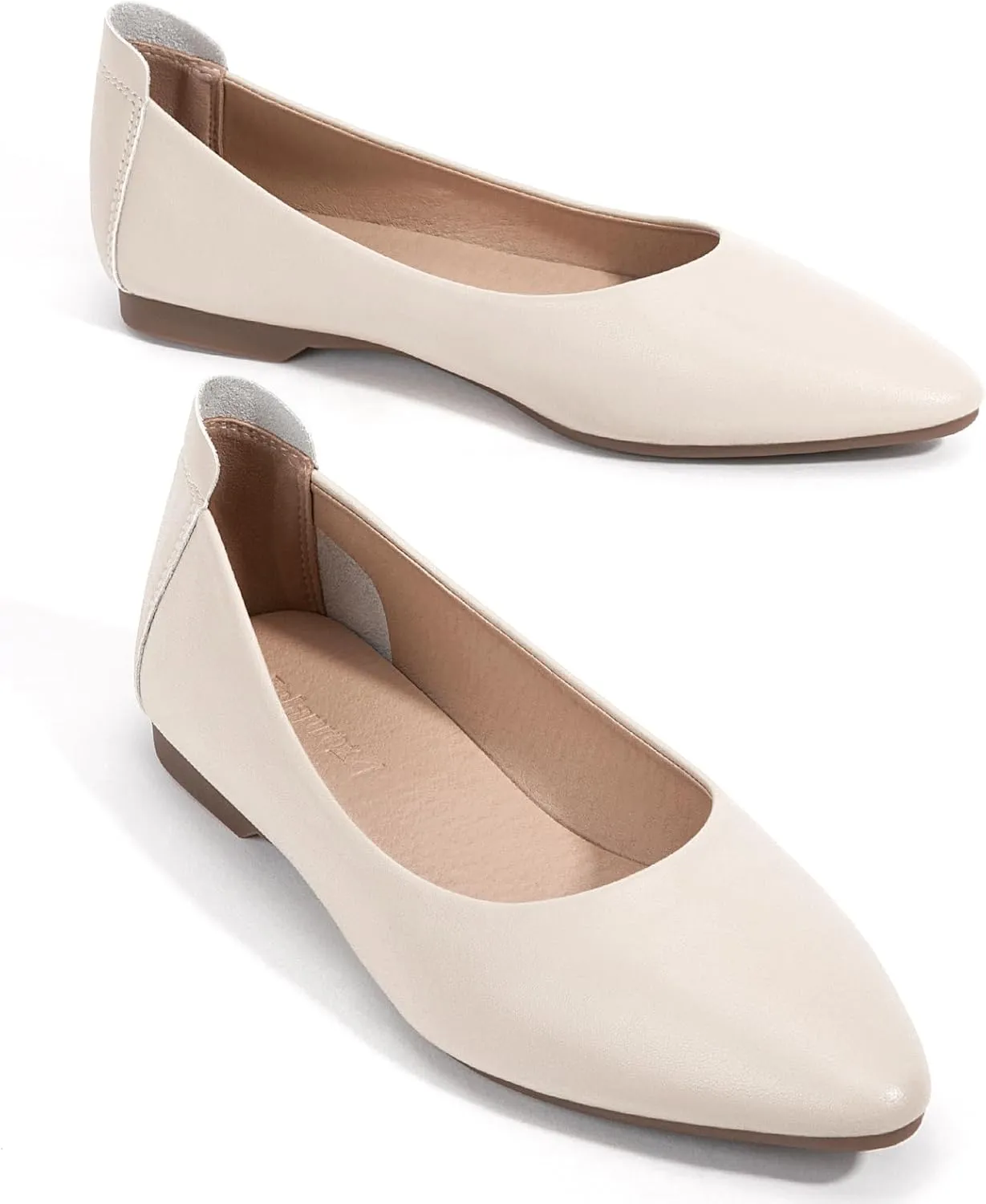 Zelaprox Women's Casual Pointed Toe Ballet Comfort Soft Leather Slip On Cowhide Flats Shoes Work Flats Office Shoes Casual Dressy Shoes