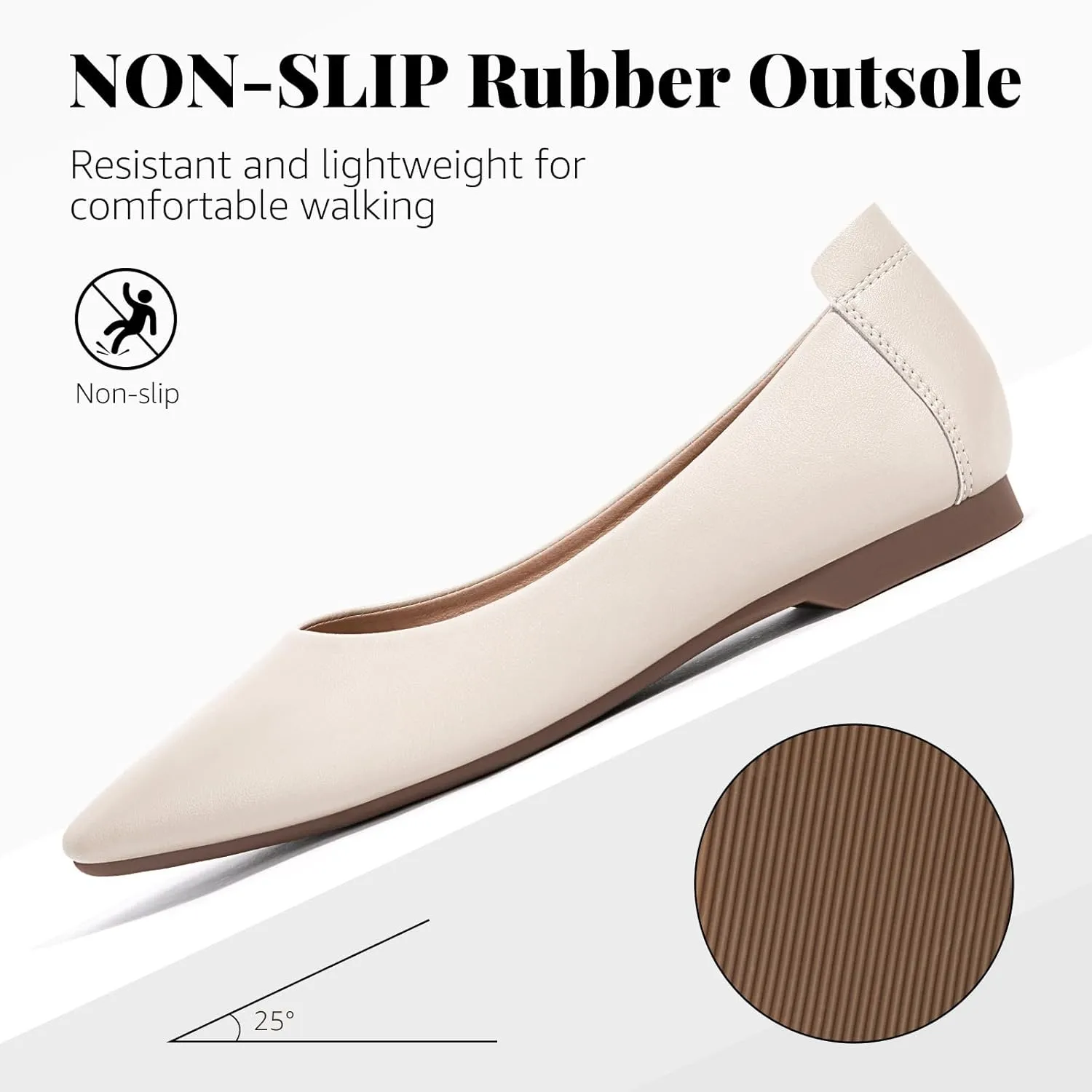 Zelaprox Women's Casual Pointed Toe Ballet Comfort Soft Leather Slip On Cowhide Flats Shoes Work Flats Office Shoes Casual Dressy Shoes