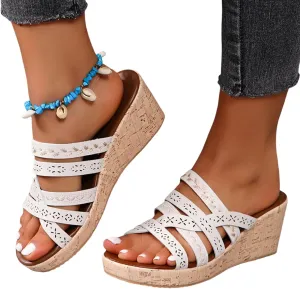 ZKXYFFS Women's Wedge Platform Espadrille Cork Slide Sandals Slip On Open Toe High Heels Buckle Casual Summer Flatform Shoes