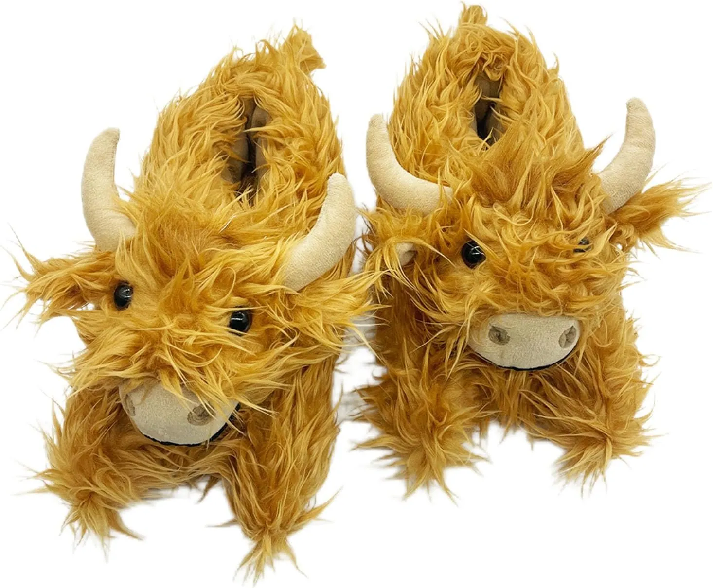 Zureto Highland Cow Plush Scottish Cow Slippers, Soft Warm Animal Home Indoor Shoes