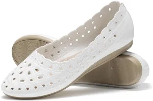 ZURIN Women's Floral Ballet Flats Round Toe Flat Comfortable Dressy Black Beige Flat Dress Shoes Suede Microfiber Slip on Mesh Flats