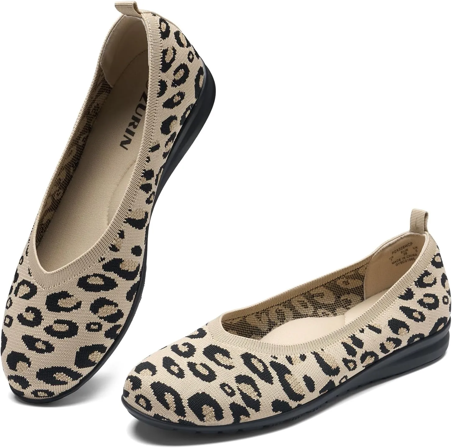 ZURIN Womens Knit Ballet Flats with Arch Support Comfortable Ballet Dressy Flats,Round Toe Slip On Flats Dress Shoes for Dressy Work Casual