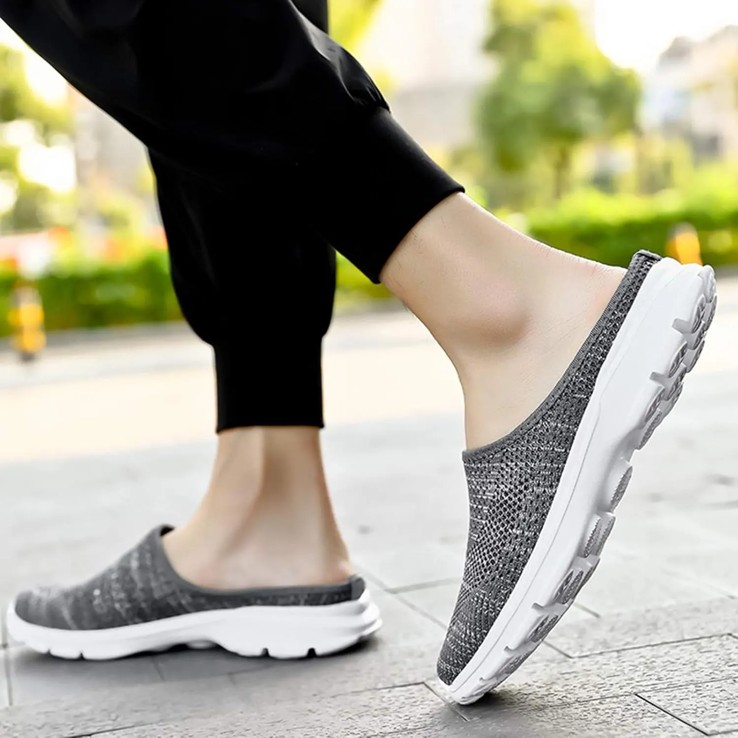 ZWRXW Mules for Women 2025 Summer Air Cushion Platform Mesh Mules Sneaker Non Slip Orthopedic Sneakers Arch Support Diabetic Fasciitis Sandals Lightweight Breathable Slippers Closed Toe Wedge Sandals